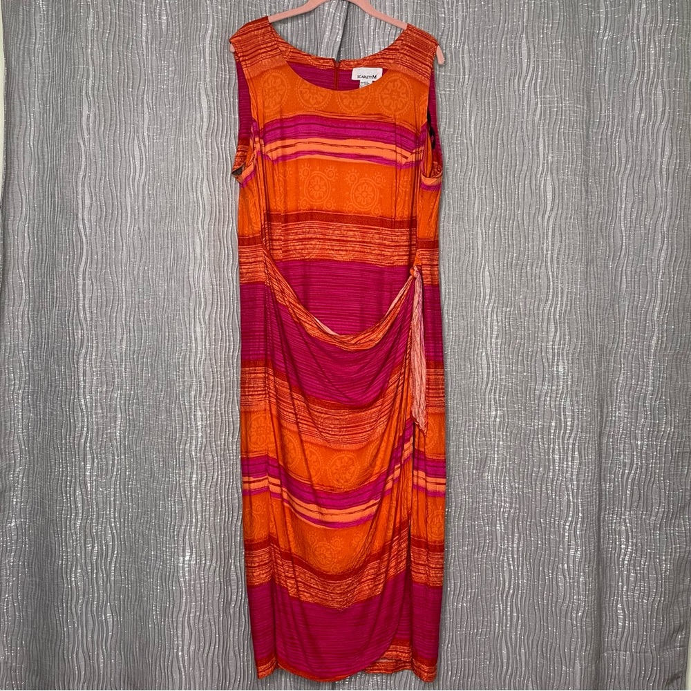 Vintage faux wrap sleeveless midi dress